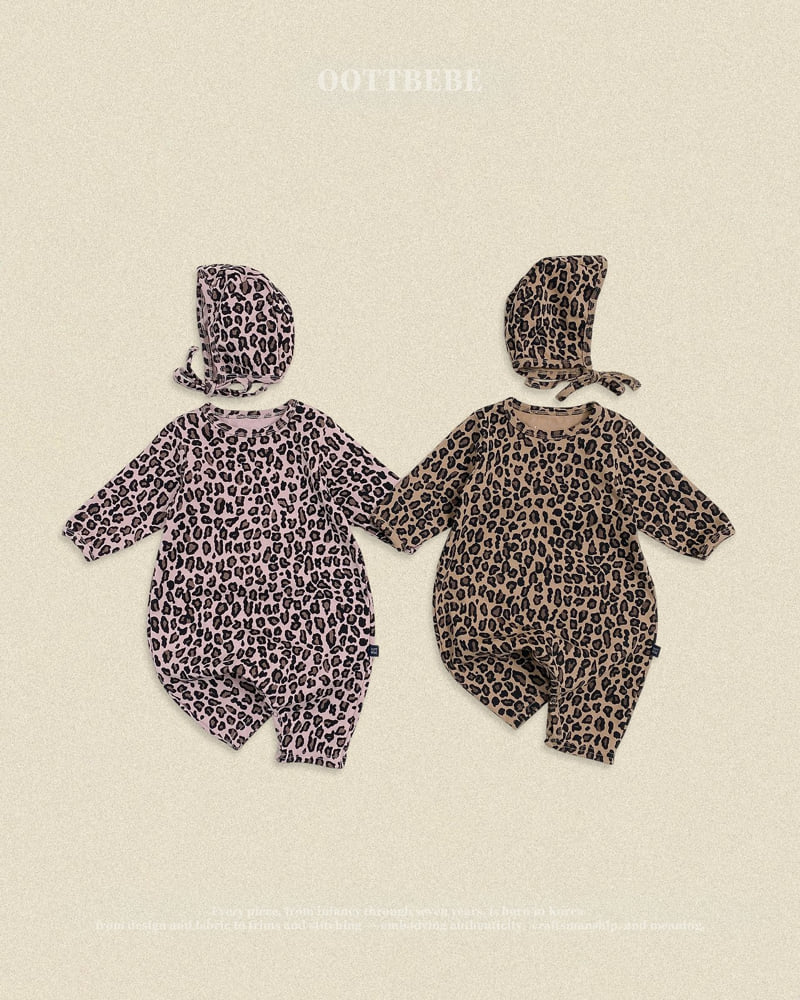 Little Leopard Full Bodysuit + Bonnet Set (Bebe)