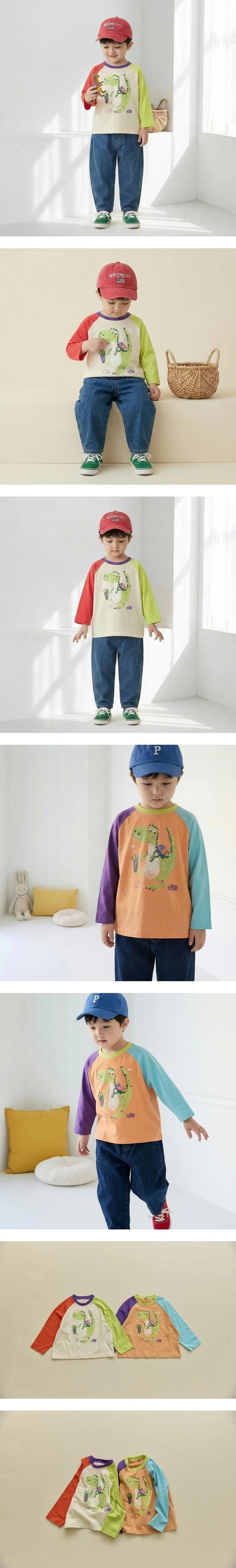 Little Foxx – Dinosaur Colorblock Raglan Tee