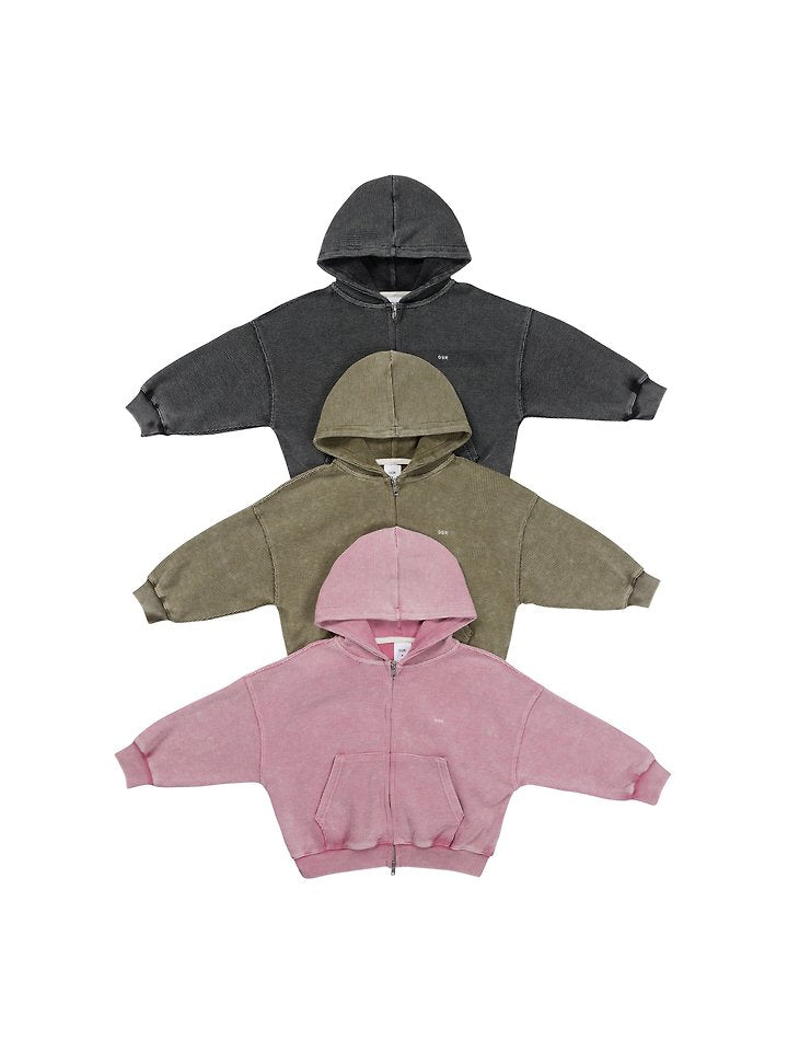 Little Foxx – Waffle Washed Hooded Zip-up