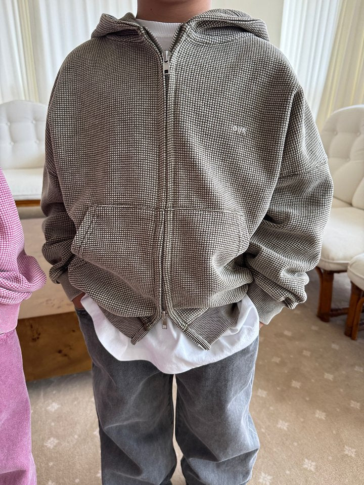 Little Foxx – Waffle Washed Hooded Zip-up