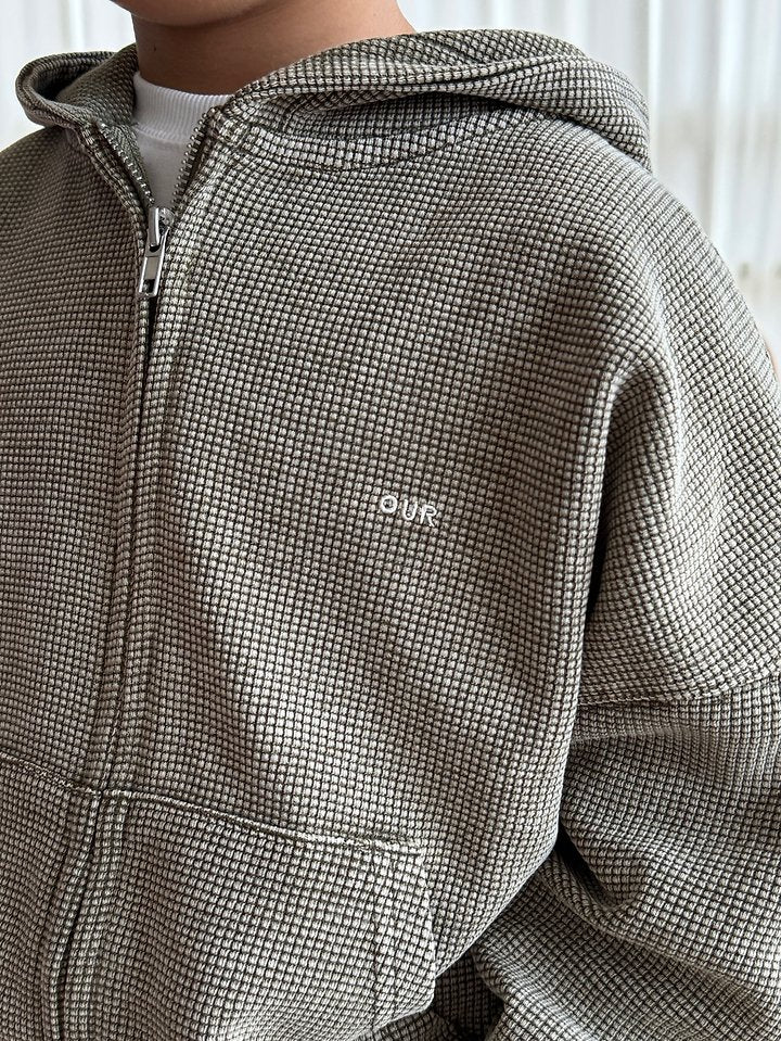 Little Foxx – Waffle Washed Hooded Zip-up