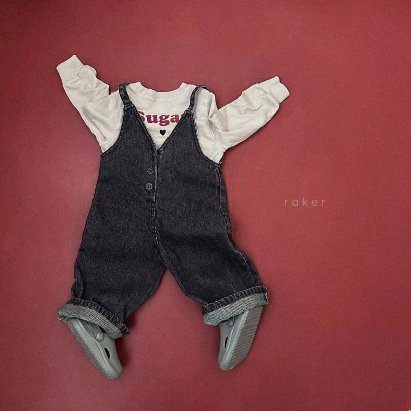 Little Foxx – Heart Denim Ribbed Overall