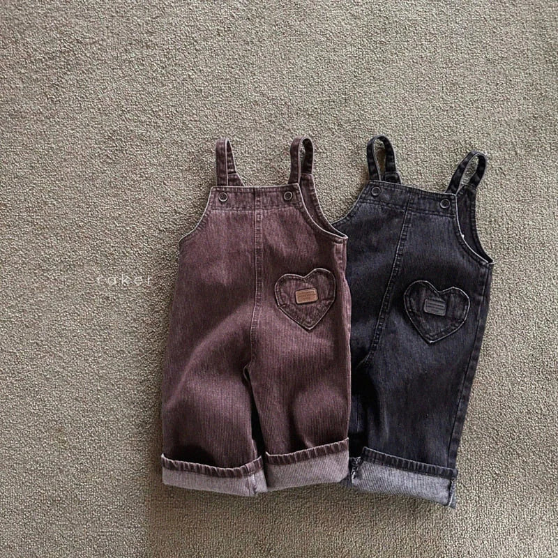 Little Foxx – Heart Denim Ribbed Overall