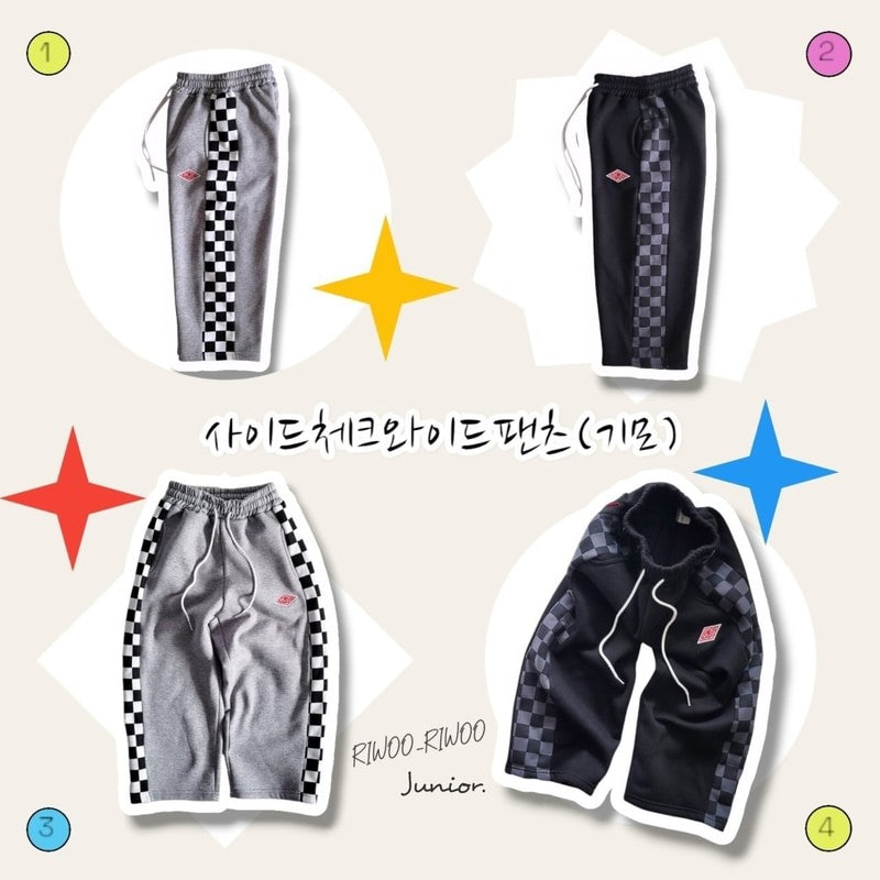 Little Foxx – Fleece Side Check Wide Pants