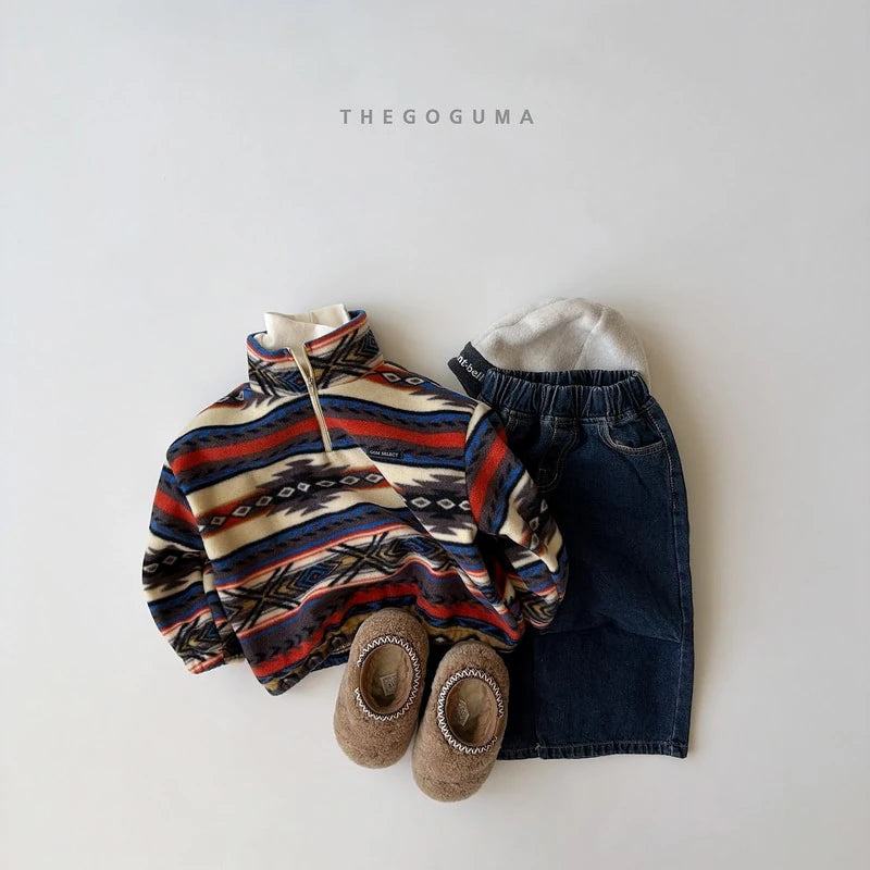 Little Foxx – Point Pleats Fleeced Denim Pants