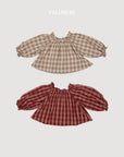 Little Foxx – Dudie Check Smocked Blouse