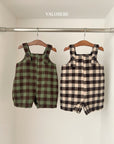 Little Foxx – Almond Check Overall Pants