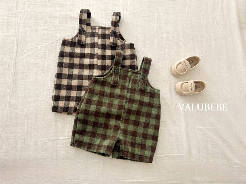 Little Foxx – Almond Check Overall Pants
