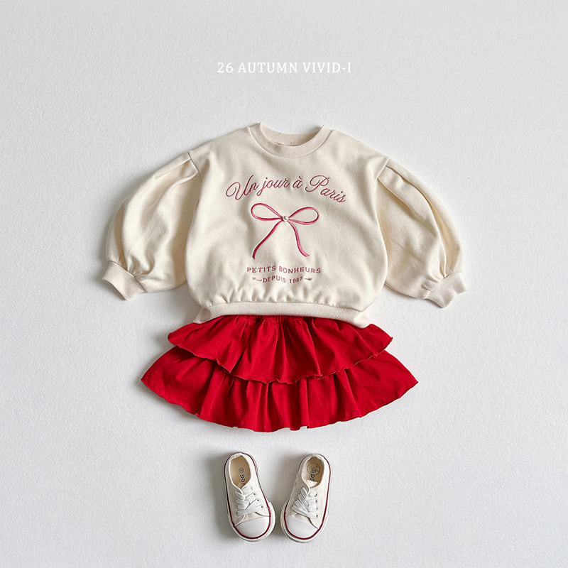 Little Foxx – Ribbon Pearl Puff Sweatshirt