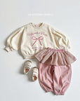 Little Foxx – Ribbon Pearl Puff Sweatshirt