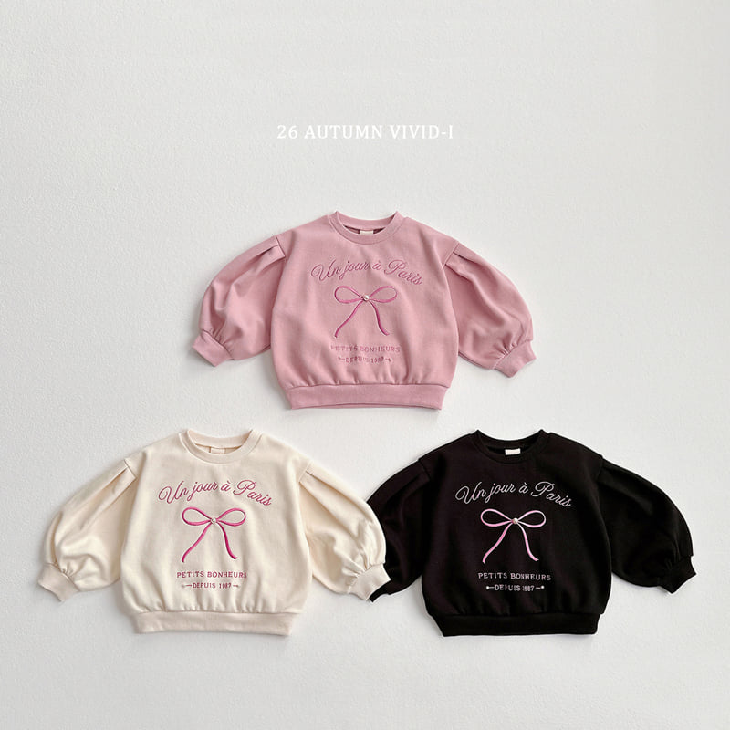 Little Foxx – Ribbon Pearl Puff Sweatshirt