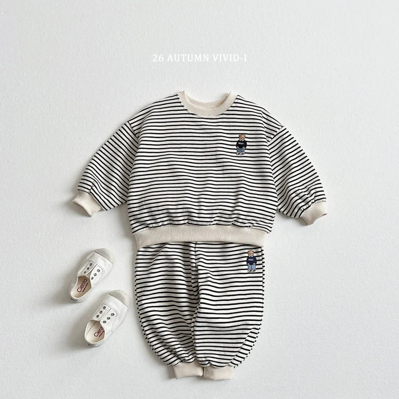 Little Foxx – Stripe Bear Embroidered Set