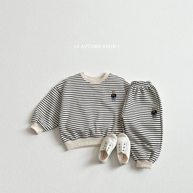 Little Foxx – Stripe Bear Embroidered Set