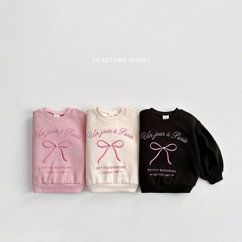 Little Foxx – Ribbon Pearl Puff Sweatshirt