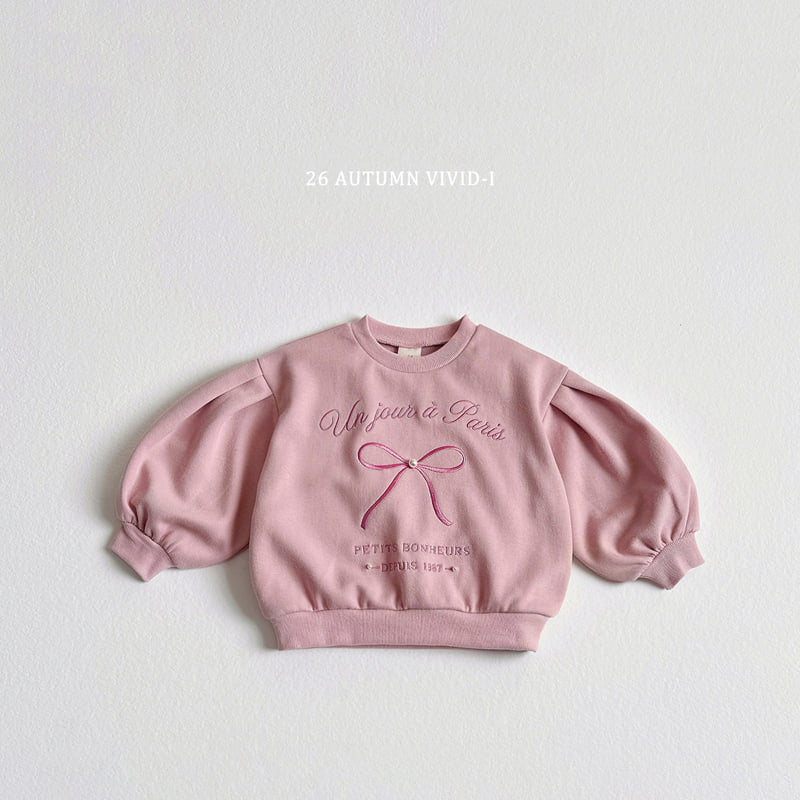Little Foxx – Ribbon Pearl Puff Sweatshirt