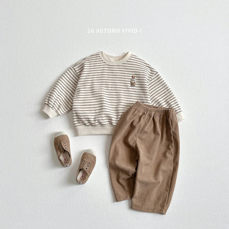 Little Foxx – Stripe Bear Embroidered Set