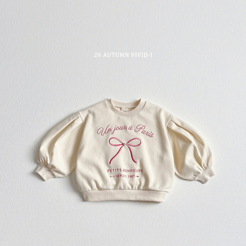 Little Foxx – Ribbon Pearl Puff Sweatshirt