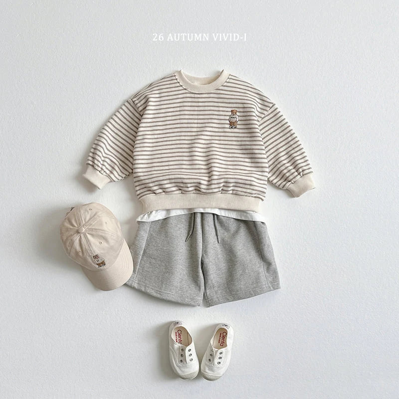 Little Foxx – Stripe Bear Embroidered Set