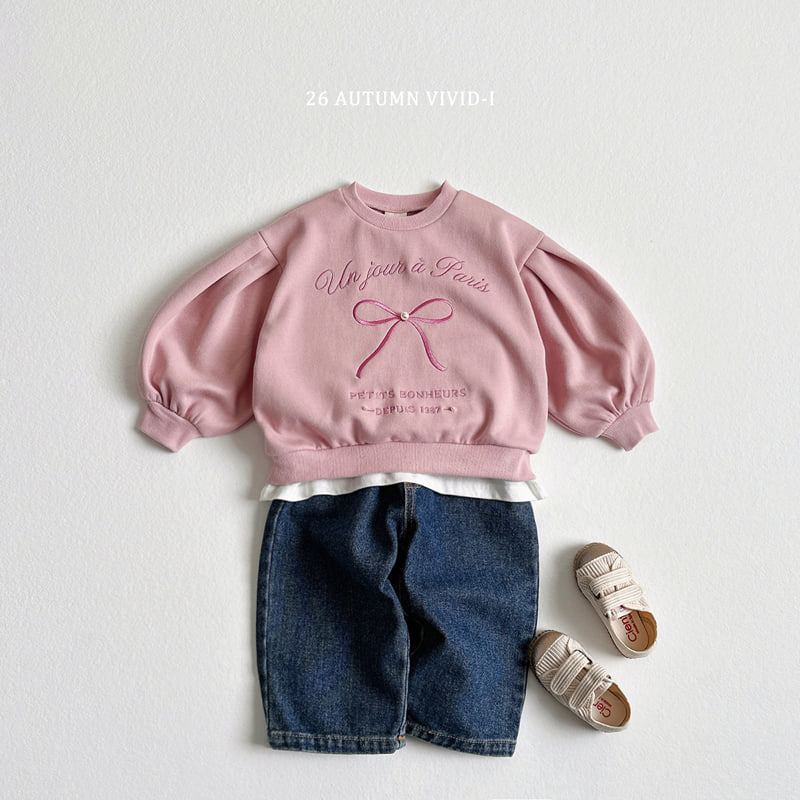 Little Foxx – Ribbon Pearl Puff Sweatshirt