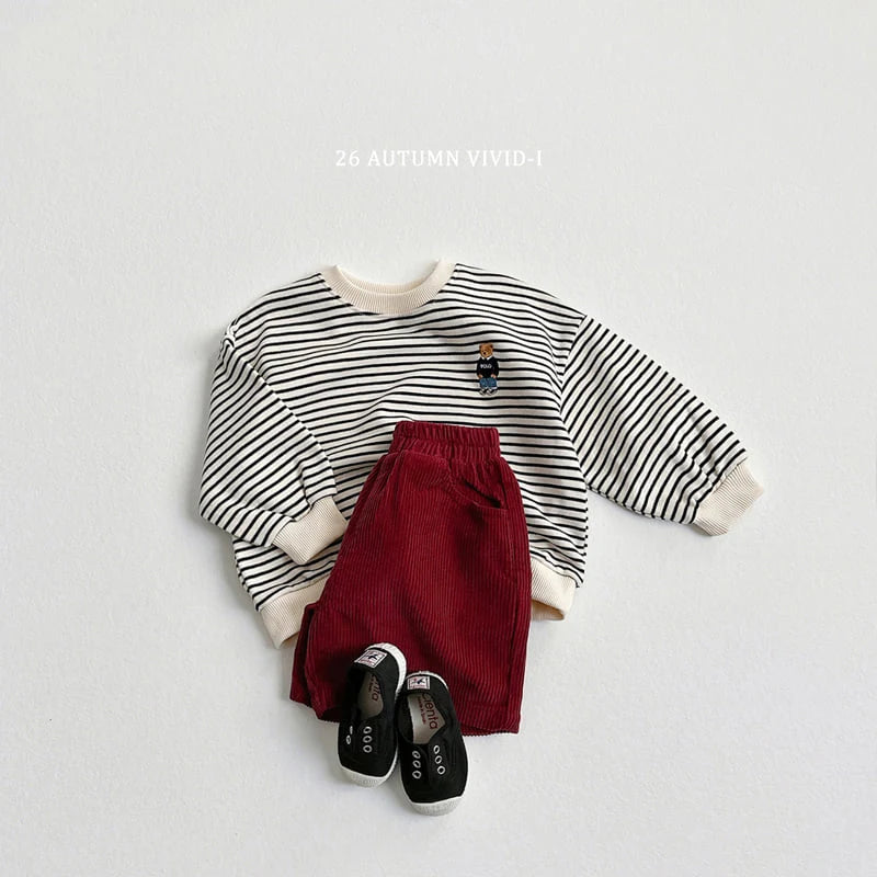 Little Foxx – Stripe Bear Embroidered Set