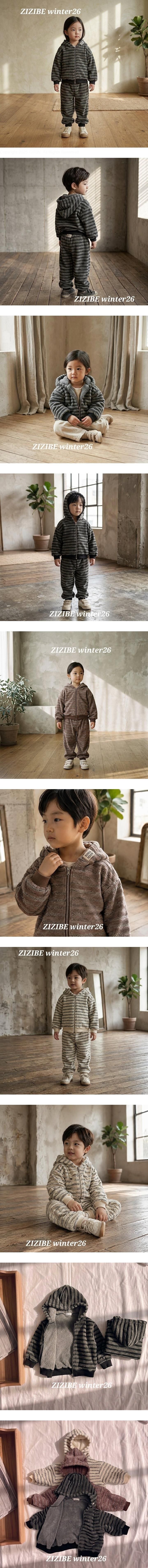 Little Foxx – Striped Fleece Zip-Up Hoodie