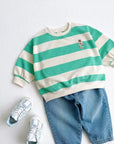 Big Stripe Embroidery Sweatshirt find Stylish Fashion for Little People- at Little Foxx Concept Store