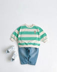 Big Stripe Embroidery Sweatshirt find Stylish Fashion for Little People- at Little Foxx Concept Store