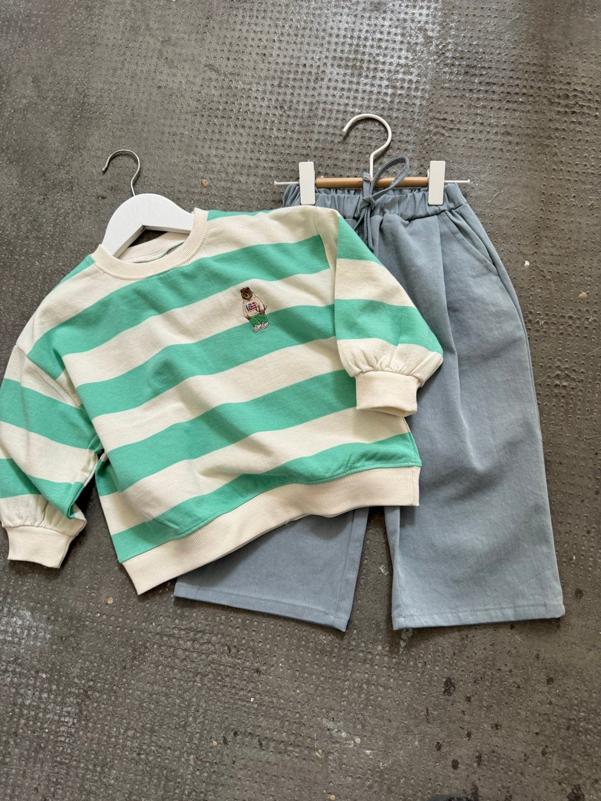 Big Stripe Embroidery Sweatshirt find Stylish Fashion for Little People- at Little Foxx Concept Store