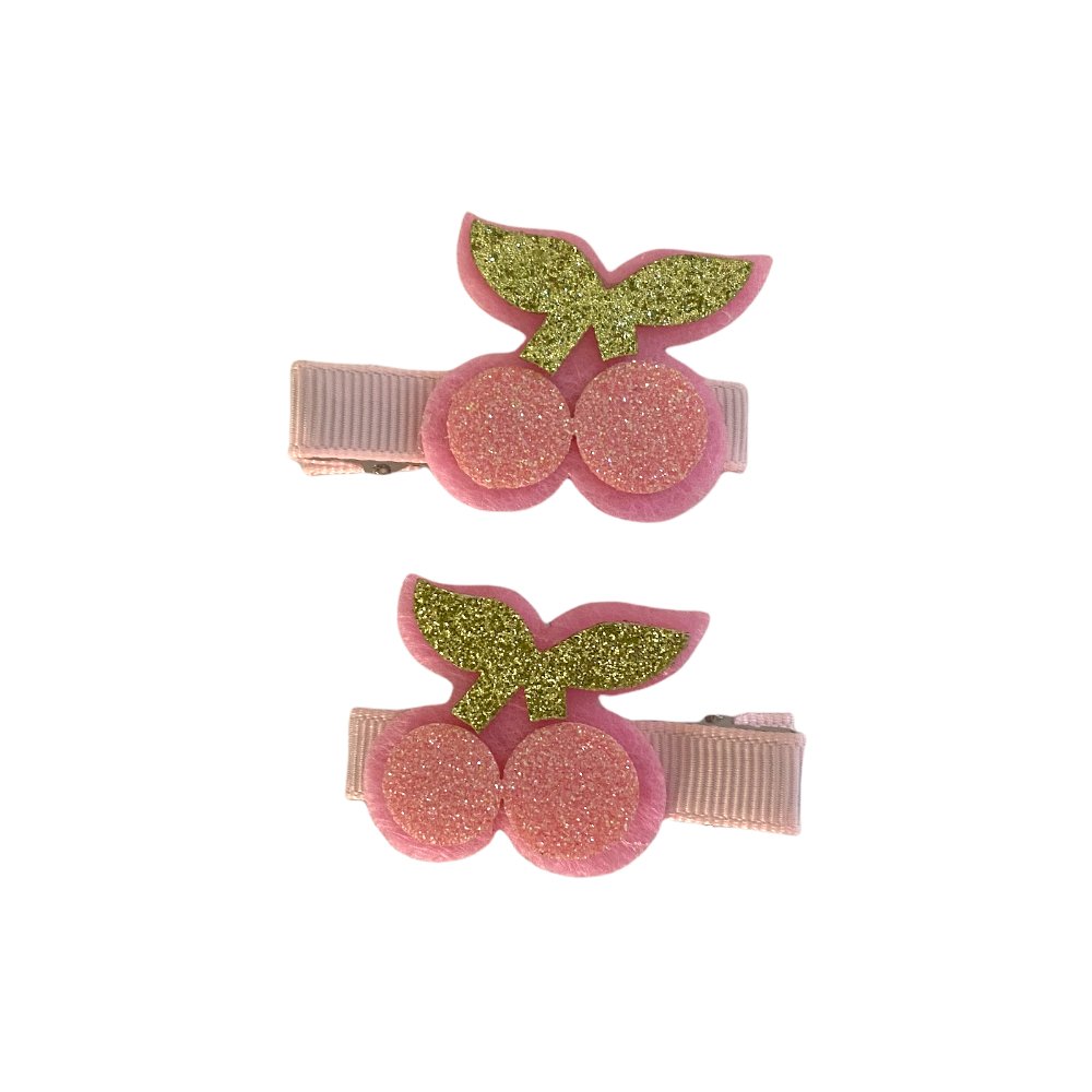 Glitter Pink Cherry Clips find Stylish Fashion for Little People- at Little Foxx Concept Store