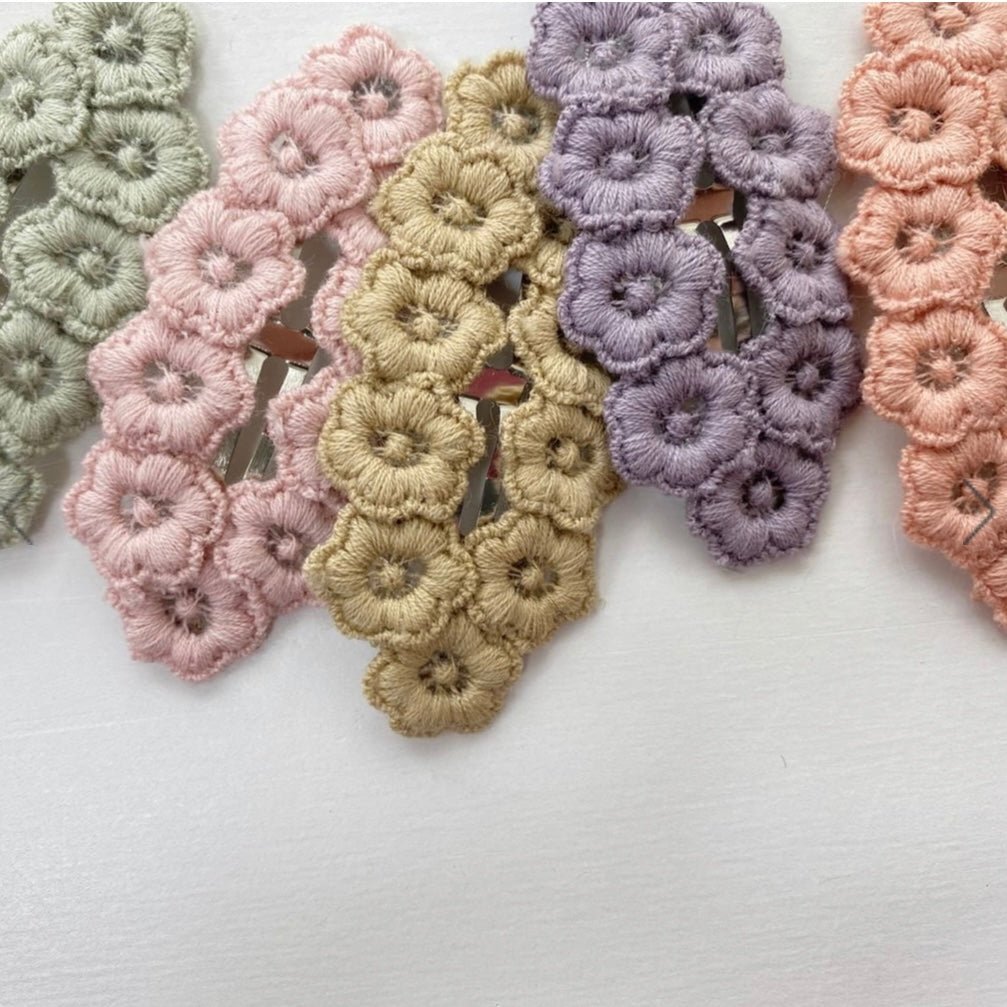 Knit Flower Spangen Set find Stylish Fashion for Little People- at Little Foxx Concept Store