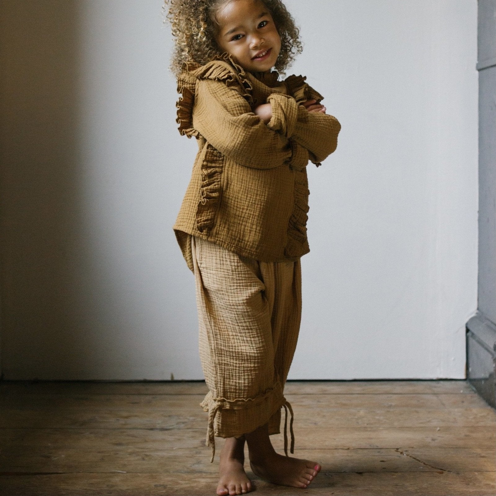 Lynn Ruffle Pants - Sand find Stylish Fashion for Little People- at Little Foxx Concept Store
