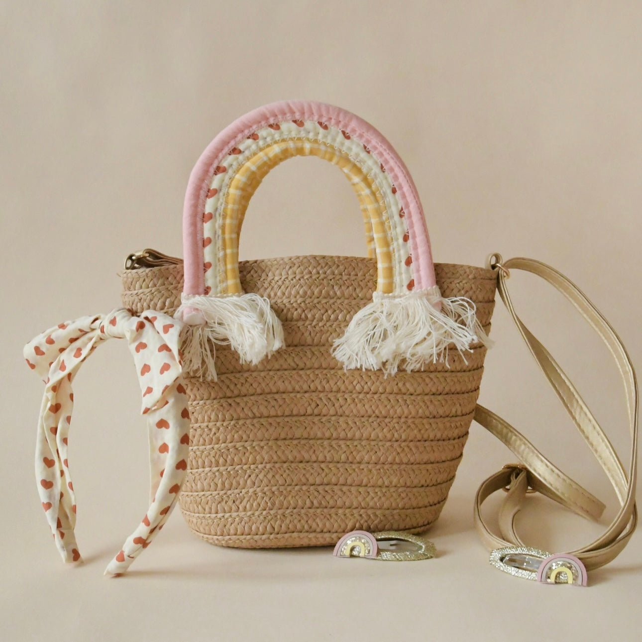 Rainbow Handle Basket find Stylish Fashion for Little People- at Little Foxx Concept Store