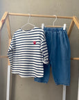 ʟɪᴍɪᴛᴇᴅ ᴇᴅɪᴛɪᴏɴ Breton Stripe Tee Heart Pin Set - Navy find Stylish Fashion for Little People- at Little Foxx Concept Store